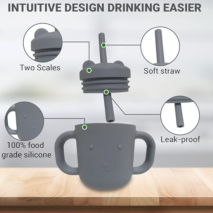 Silicone Baby Cup With Straw - BPA Free Silicone Sippy Cup (random color)