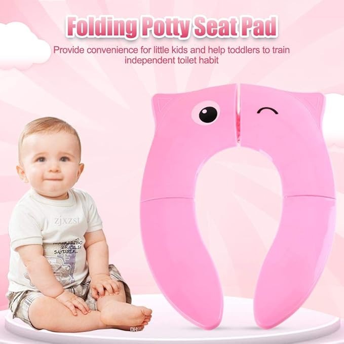 Folding Child Potty Seat Pad Cute Cartoon Toilet Seat Pad Reusable Kids Travel Toilet Cushion (random color)