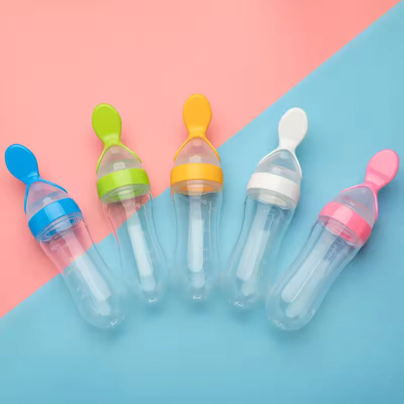 Safe Newborn Baby Feeding Silicone Bottle Feeding Spoon Milk Bottle 1 pcs (Random Color)