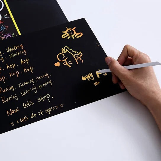 10 Pcs Rainbow Scratch Art Paper for Kids