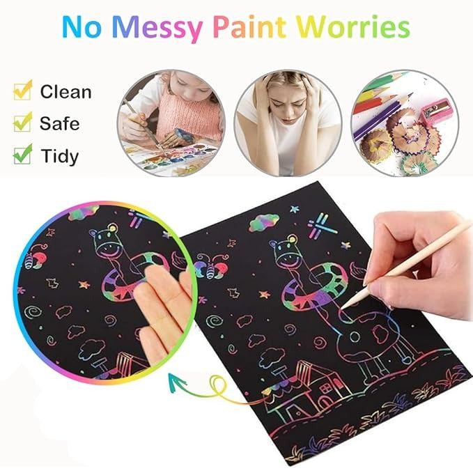 10 Pcs Rainbow Scratch Art Paper for Kids