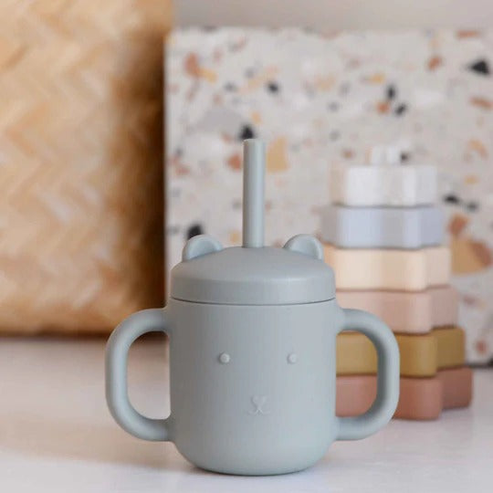 Silicone Baby Cup With Straw - BPA Free Silicone Sippy Cup (random color)