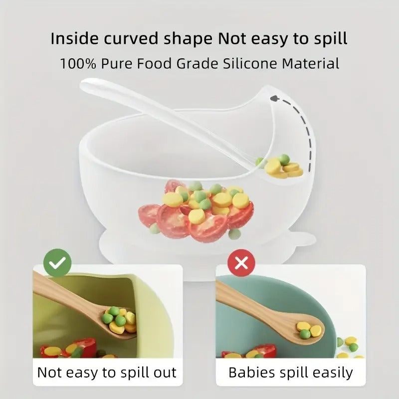 Silicone Suction Bowl for Baby Toddler Infant Feeding & Weaning Non Slip Strong Suction Bowl (random color)