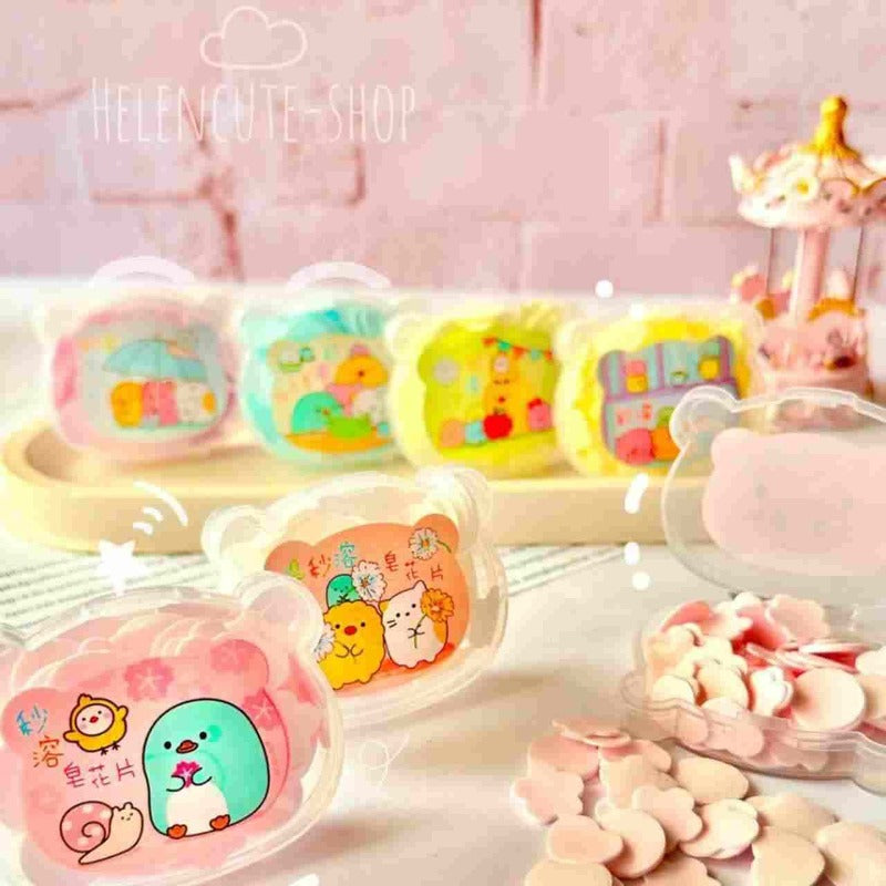 Mini Bear Case Paper Soap  – Pocket-Friendly Travel Soap in Mini Case