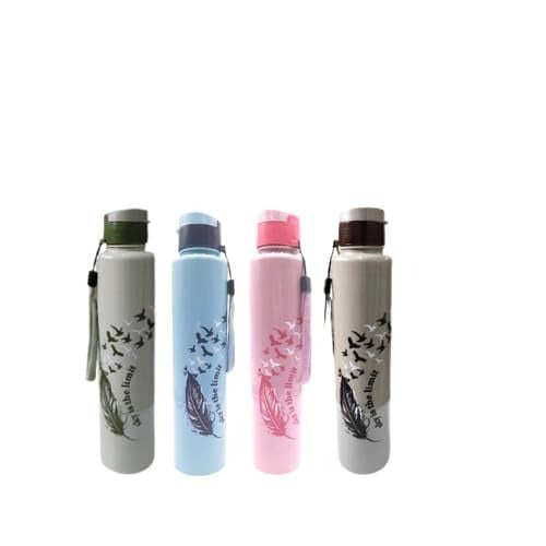 Elegant Feather and Birds Design Water Bottle – Durable, Reusable, and Eco-Friendlyl (random color)