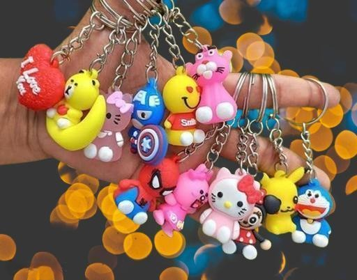 Mini Random Cartoon Keychain Combo – Soft Silicone Characters for Bags, Keys & Gifting (Pack Of 12)