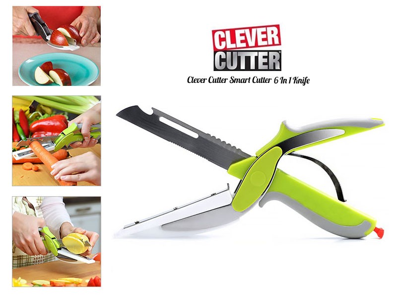Multipurpose Clever Cutter, Food Scissors for Quick and Easy Cutting, Clever Cutter Kitchen Knife with Stainless Steel Blade