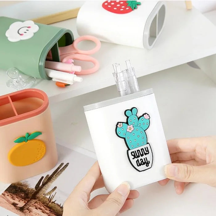 Plastic Desk Pen Stand (Random Design)