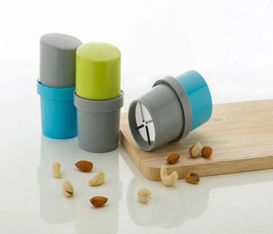 Easy Dry Fruit Cutter and Slicer (Round Shape), Dry Fruit Cutter & Slicer, Built-in Storage, Multicolor, Round Shape, Best for Cashews Nuts, Cashew, Almonds