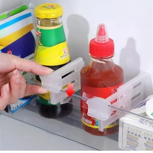 4 Pcs Fridge Organizer Adjustable Shelf Divider, Refrigerator Internal Drawer Shelf Divider Clip, Expandable Fridge Drawers Storage Partition Clips